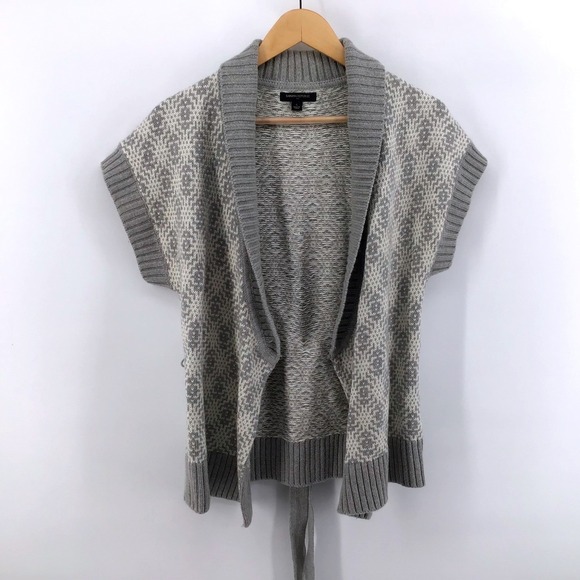 Banana Republic Sweaters - Banana Republic Women Cream Fair Isle Short Sleeve Belted Cardigan Sweater Small